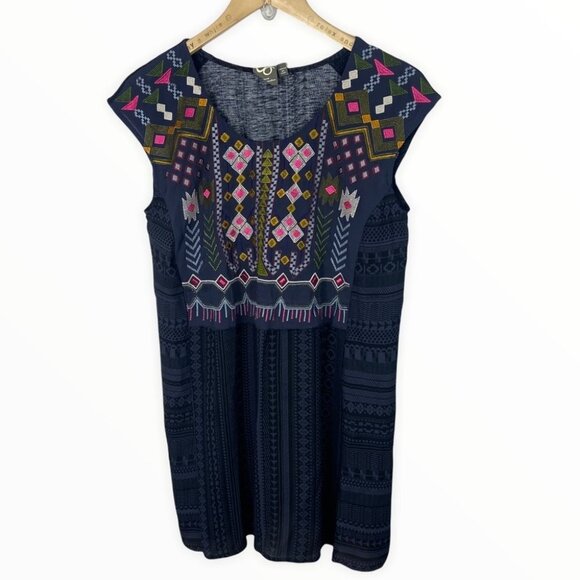 Anthropologie Bohemian Embroidered Tunic One September Size Small Blue Boho‎ Top - Picture 3 of 14